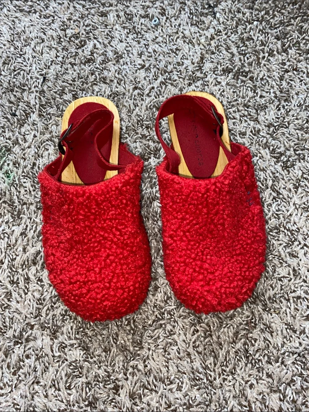 Cozy Red Sherpa Slip-On Clogs for Women
